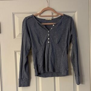 Lucky Brand Heather Blue Henley Shirt